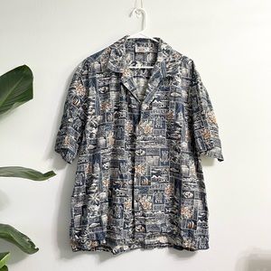 Pacific Legend Apparel Made in Hawaii Aloha Shirt Blue Batik Honu See Note 2XL